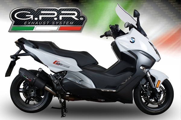 GPR pot echappement compatible avec  Bmw C 650 Sport 2016-2020, GP Evo4 Black Titanium, Échappement légal, homologué,silencieux avec db killer amovible et tuyau de liaison spécifique 