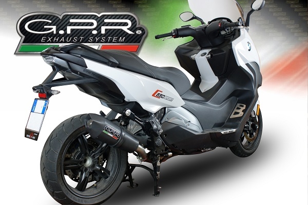 GPR pot echappement compatible avec  Bmw C 650 Sport 2016-2020, GP Evo4 Black Titanium, Échappement légal, homologué,silencieux avec db killer amovible et tuyau de liaison spécifique 