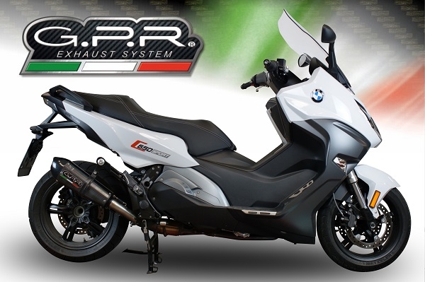 GPR pot echappement compatible avec  Bmw C 650 Sport 2016-2020, GP Evo4 Poppy, Échappement légal, homologué,silencieux avec db killer amovible et tuyau de liaison spécifique 