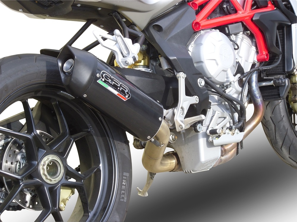 GPR pot echappement compatible avec  Mv Agusta F3 800 2013-2016, Gpe Ann. Poppy, Pot Échappement slip-on homologué, légal, avec db killer amovible, tuyau de liaison et catalyseur 