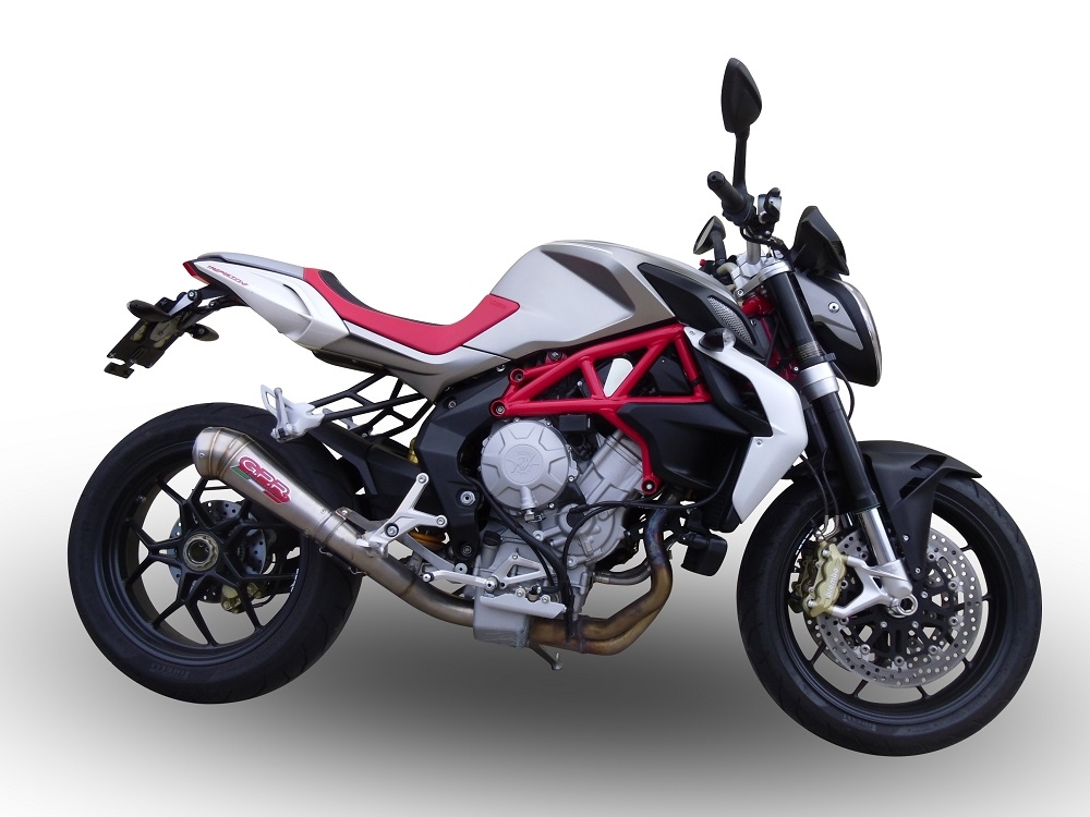 GPR pot echappement compatible avec  Mv Agusta Brutale 800 2012-2016, Powercone Evo, Pot Échappement slip-on homologué, légal, avec db killer amovible, tuyau de liaison et catalyseur 