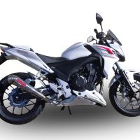 GPR pot echappement compatible avec  Honda Cb 500 F 2013-2015, Powercone Evo, Échappement légal, homologué,silencieux avec db killer amovible et tuyau de liaison spécifique 