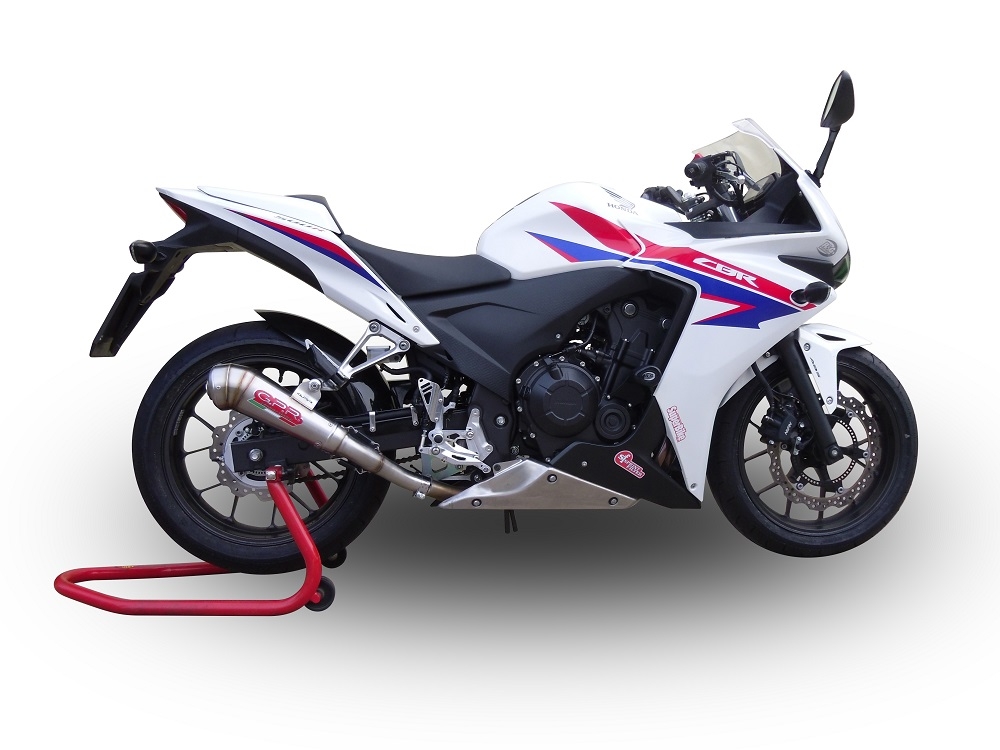 GPR pot echappement compatible avec  Honda Cbr 500 R 2012-2018, Powercone Evo, Échappement légal, homologué,silencieux avec db killer amovible et tuyau de liaison spécifique 