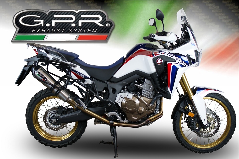 GPR pot echappement compatible avec  Honda Crf 1000 L Africa Twin 2015-2017, Gpe Ann. titanium, Échappement légal, homologué,silencieux avec db killer amovible et tuyau de liaison spécifique 