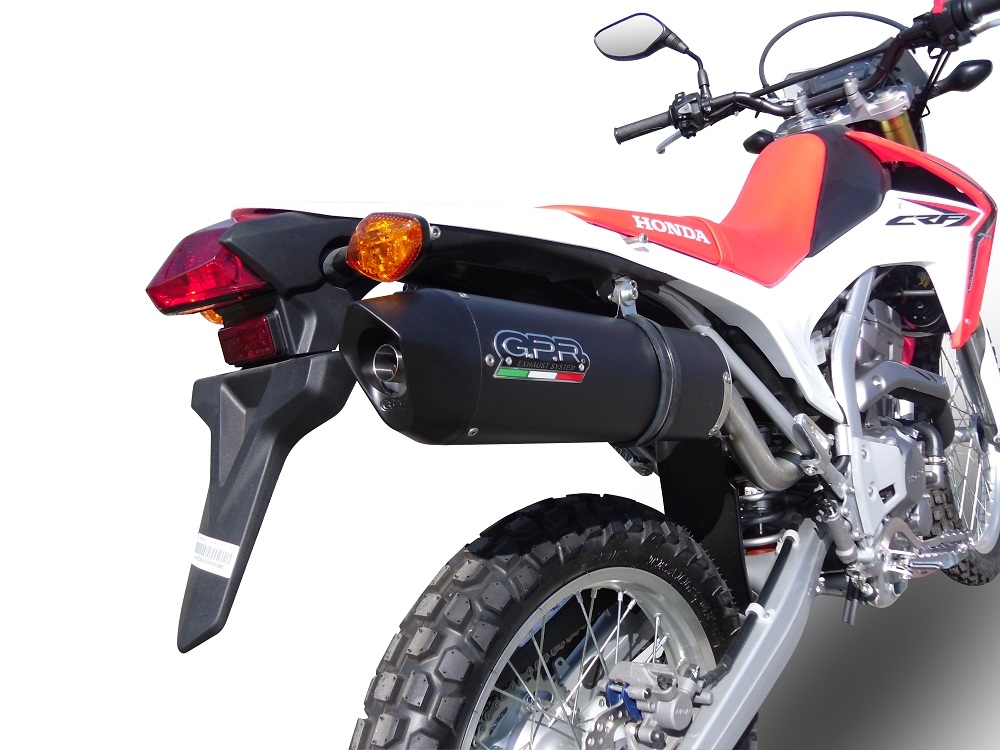 GPR pot echappement compatible avec  Honda Crf 250 L - Rally 2017-2020, Furore Evo4 Nero, Échappement légal, homologué,silencieux avec catalyseur, db killer amovible et tuyau de liaison spécifique 