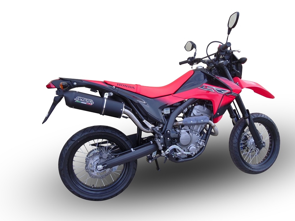 GPR pot echappement compatible avec  Honda Crf 250 M 2013-2016, Furore Nero, Échappement légal, homologué,silencieux avec db killer amovible et tuyau de liaison spécifique 