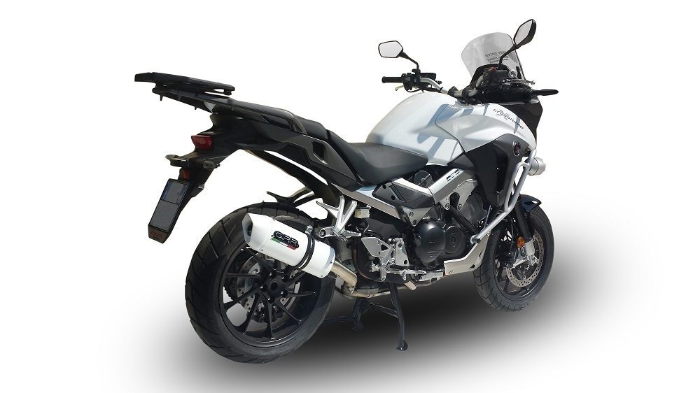 GPR pot echappement compatible avec  Honda Vfr 800 X Crossrunner 800  2015-2016, Albus Ceramic, Échappement légal, homologué,silencieux avec db killer amovible et tuyau de liaison spécifique 