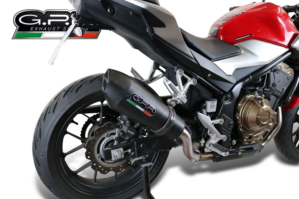 GPR pot echappement compatible avec  Honda Cb 500 F 2021-2024, GP Evo4 Black Titanium, Échappement légal, homologué,silencieux avec db killer amovible et tuyau de liaison spécifique 