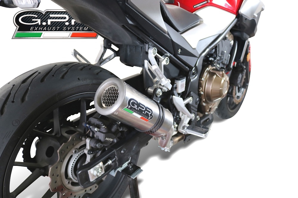 GPR pot echappement compatible avec  Honda CB500 HORNET 2024-2025, M3 Titanium Natural, Échappement légal, homologué,silencieux avec db killer amovible et tuyau de liaison spécifique 