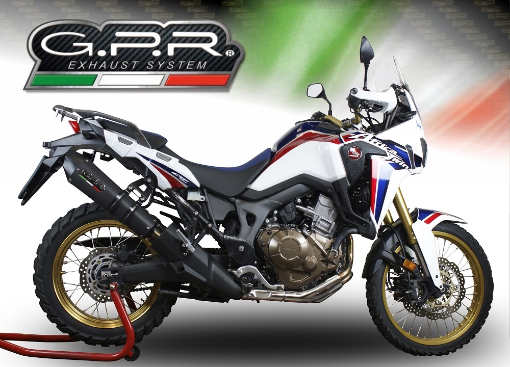 GPR pot echappement compatible avec  Honda Crf 1000 L Africa Twin 2018-2020, GP Evo4 Black Titanium, Échappement légal, homologué,silencieux avec db killer amovible et tuyau de liaison spécifique 