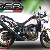 GPR pot echappement compatible avec  Honda Crf 1000 L Africa Twin 2018-2020, GP Evo4 Black Titanium, Échappement légal, homologué,silencieux avec db killer amovible et tuyau de liaison spécifique 