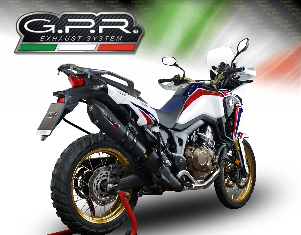 GPR pot echappement compatible avec  Honda Crf 1000 L Africa Twin 2018-2020, GP Evo4 Black Titanium, Échappement légal, homologué,silencieux avec db killer amovible et tuyau de liaison spécifique 