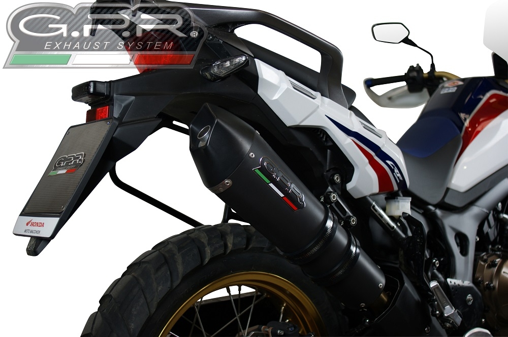 GPR pot echappement compatible avec  Honda Crf 1000 L Africa Twin 2015-2017, Gpe Ann. Black titanium, Échappement légal, homologué,silencieux avec db killer amovible et tuyau de liaison spécifique 