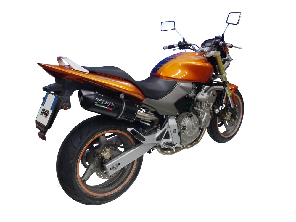 GPR pot echappement compatible avec  Honda Hornet Cb 600 F 2003-2006, Furore Nero, Échappement légal, homologué,silencieux avec catalyseur, db killer amovible et tuyau de liaison spécifique 