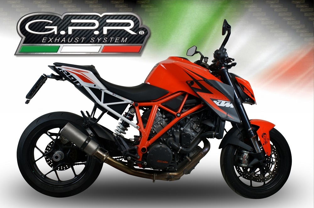 GPR pot echappement compatible avec  Ktm Super Duke 1290 R  2014-2016, M3 Inox , Échappement légal, homologué,silencieux avec db killer amovible et tuyau de liaison spécifique 