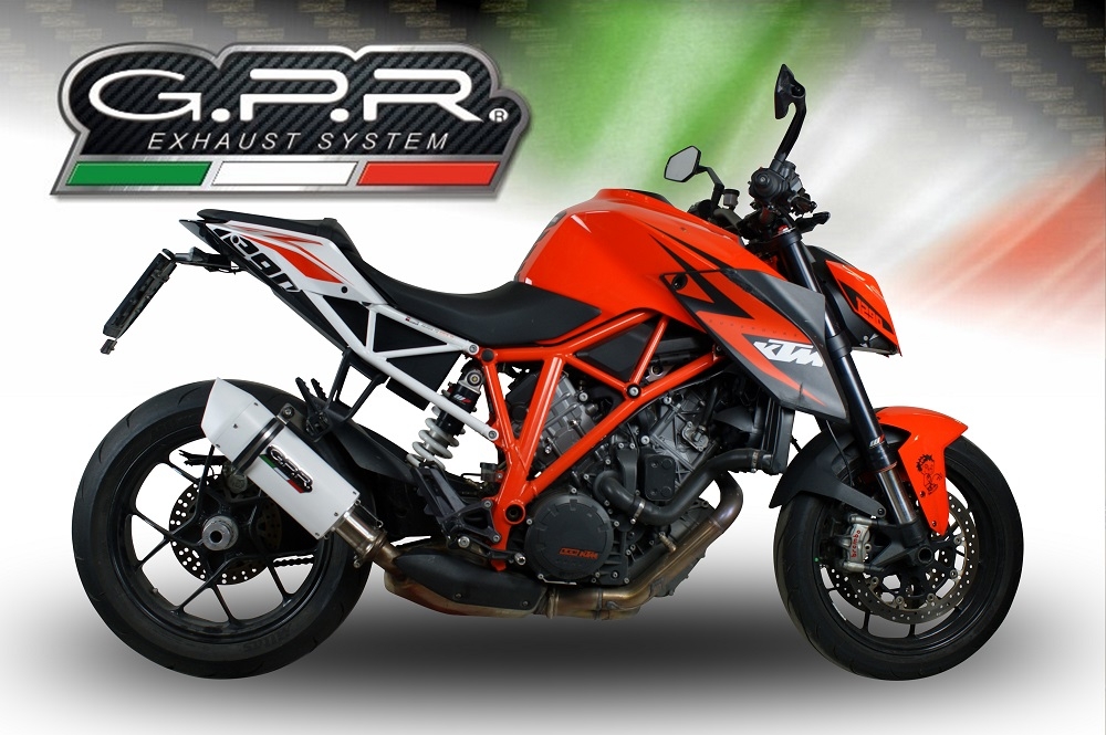 GPR pot echappement compatible avec  Ktm Super Duke 1290 R  2014-2016, Albus Ceramic, Échappement légal, homologué,silencieux avec db killer amovible et tuyau de liaison spécifique 