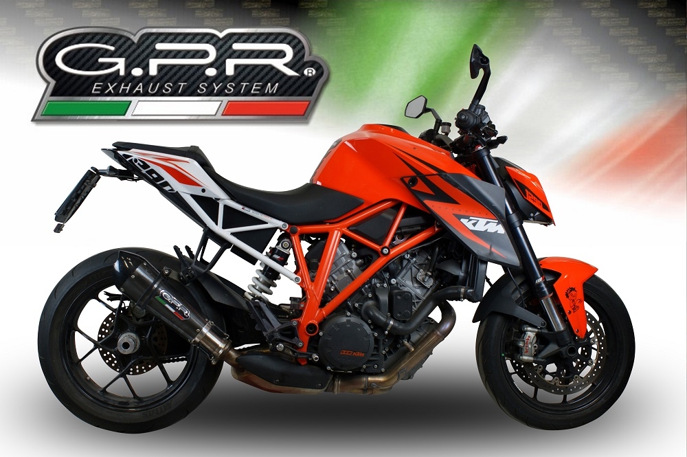 GPR pot echappement compatible avec  Ktm Super Duke 1290 R  2014-2016, Gpe Ann. Poppy, Échappement légal, homologué,silencieux avec db killer amovible et tuyau de liaison spécifique 