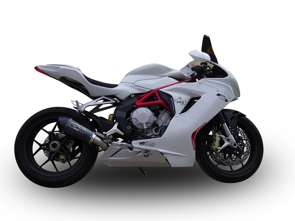 GPR pot echappement compatible avec  Mv Agusta F3 675 2012-2016, Gpe Ann. Poppy, Échappement légal, homologué,silencieux avec db killer amovible et tuyau de liaison spécifique 