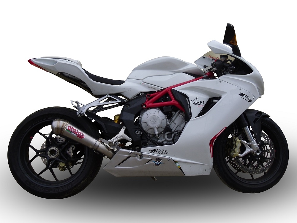 GPR pot echappement compatible avec  Mv Agusta Brutale 675 2012-2015, Powercone Evo, Échappement légal, homologué,silencieux avec db killer amovible et tuyau de liaison spécifique 