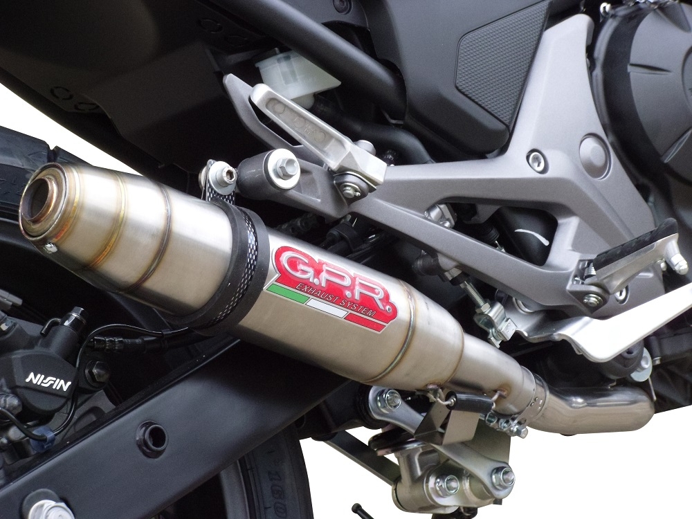 GPR pot echappement compatible avec  Honda Nc 700 X - S Dct  2012-2018, Deeptone Inox, Échappement légal, homologué,silencieux avec db killer amovible et tuyau de liaison spécifique 