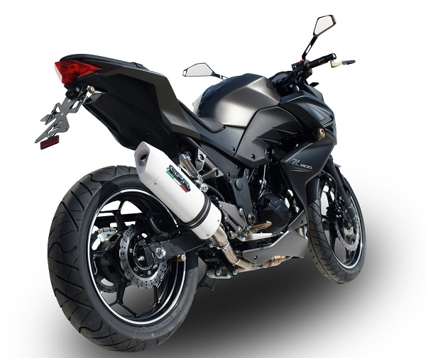 GPR pot echappement compatible avec  Kawasaki Z 300 2014-2017, Albus Ceramic, Échappement légal, homologué,silencieux avec db killer amovible et tuyau de liaison spécifique 