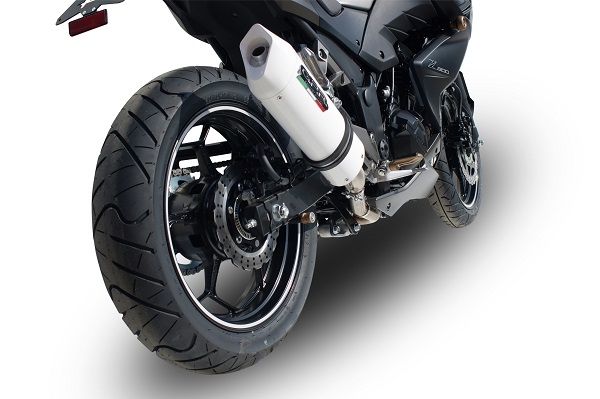 GPR pot echappement compatible avec  Kawasaki Z 300 2014-2017, Albus Ceramic, Échappement légal, homologué,silencieux avec db killer amovible et tuyau de liaison spécifique 