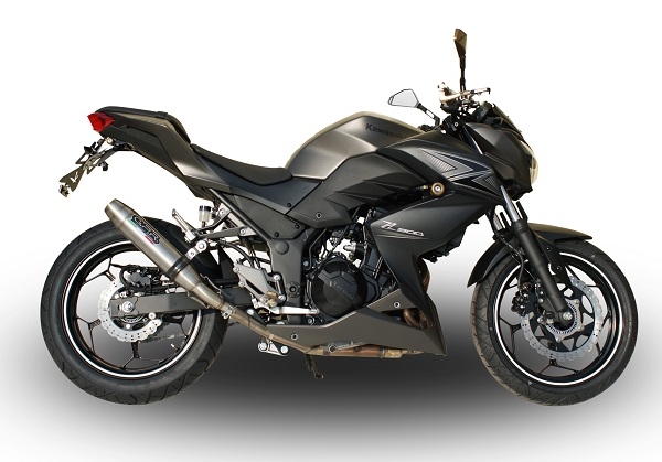 GPR pot echappement compatible avec  Kawasaki Z 300 2014-2017, Deeptone Inox, Pot échappement racing, avec les tuyaux de liaison, article sans homologation 