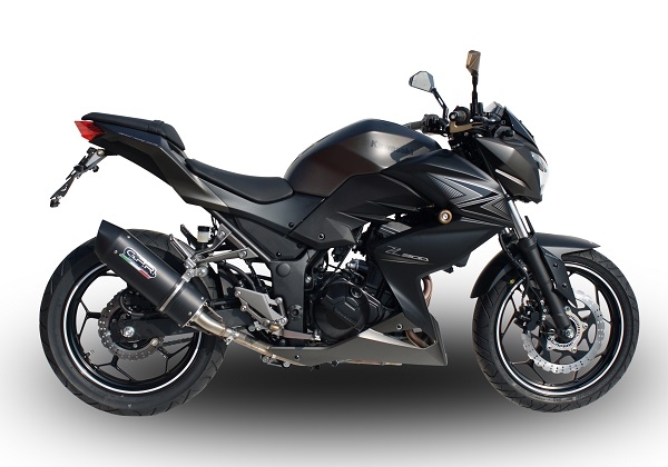 GPR pot echappement compatible avec  Kawasaki Z 300 2014-2017, Furore Nero, Échappement légal, homologué,silencieux avec db killer amovible et tuyau de liaison spécifique 