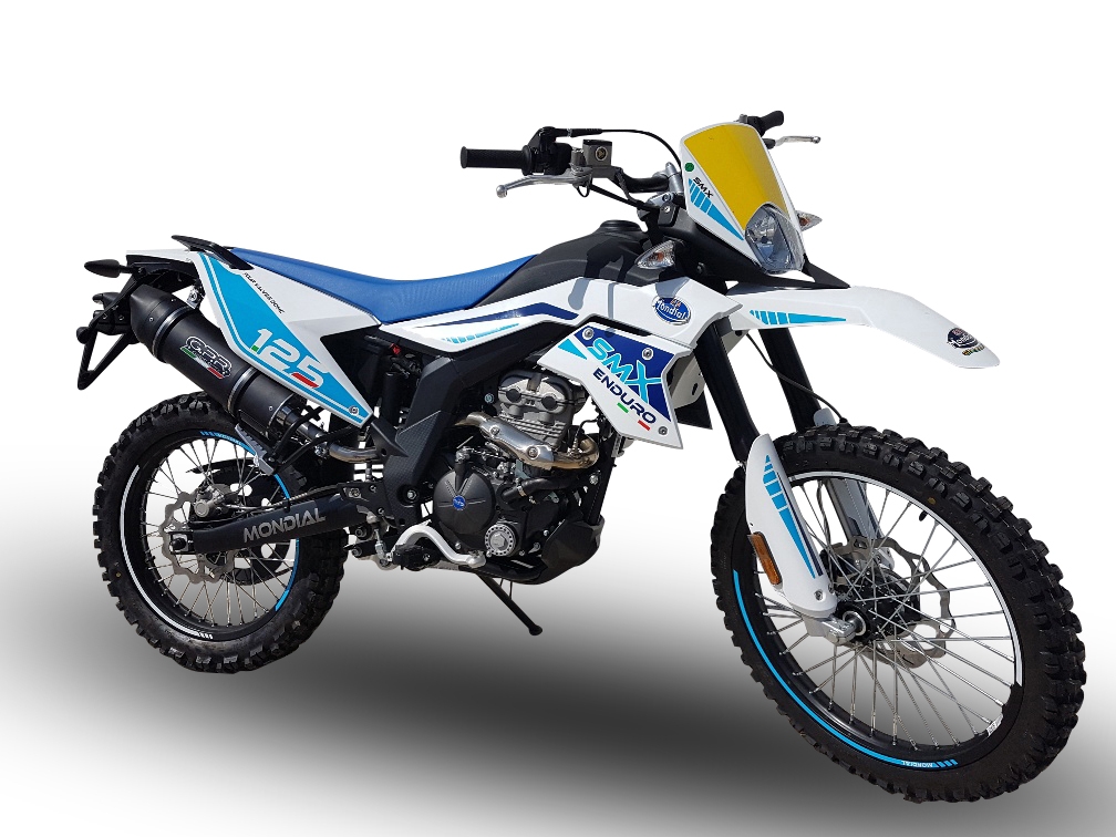 GPR pot echappement compatible avec  F.B. Mondial Smx 125 Enduro 2018-2020, Furore Evo4 Poppy, Pot Échappement slip-on homologué, légal, avec db killer amovible, tuyau de liaison et catalyseur 