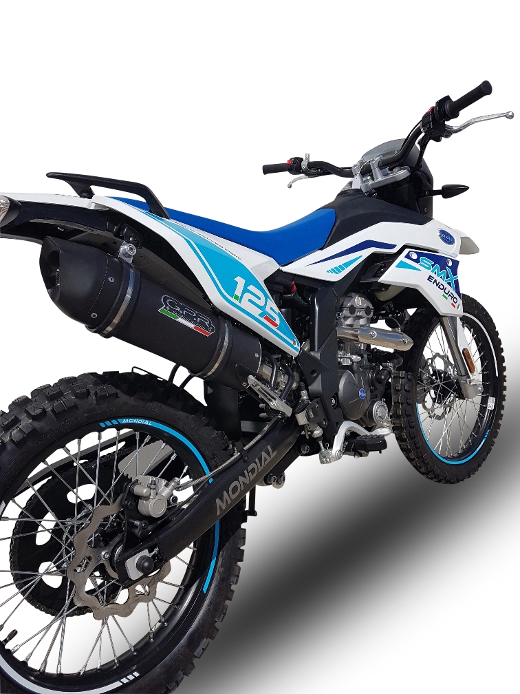 GPR pot echappement compatible avec  F.B. Mondial Smx 125 Enduro 2021-2023, Furore Evo4 Nero, Pot Échappement slip-on homologué, légal, avec db killer amovible, tuyau de liaison et catalyseur 