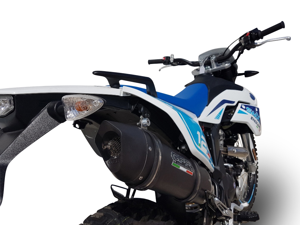 GPR pot echappement compatible avec  F.B. Mondial Smx 125 Enduro 2021-2023, Furore Evo4 Nero, Pot Échappement slip-on homologué, légal, avec db killer amovible, tuyau de liaison et catalyseur 