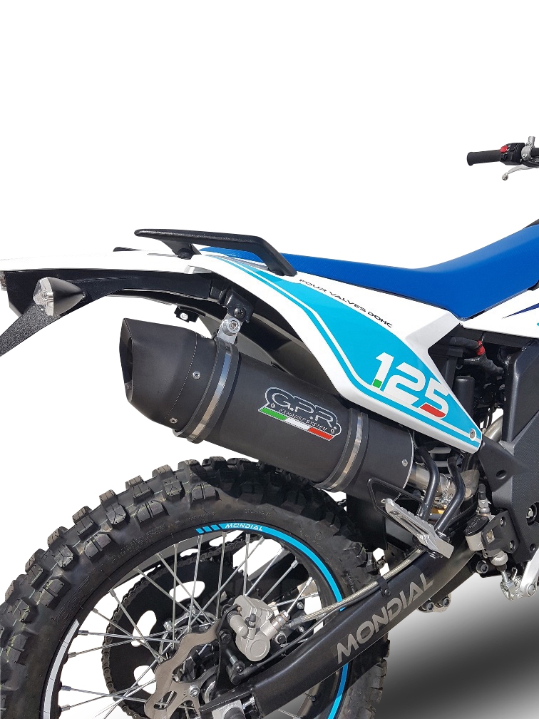 GPR pot echappement compatible avec  Malaguti Xtm 125 Enduro 2018-2020, Furore Evo4 Nero, Pot Échappement slip-on homologué, légal, avec db killer amovible, tuyau de liaison et catalyseur 