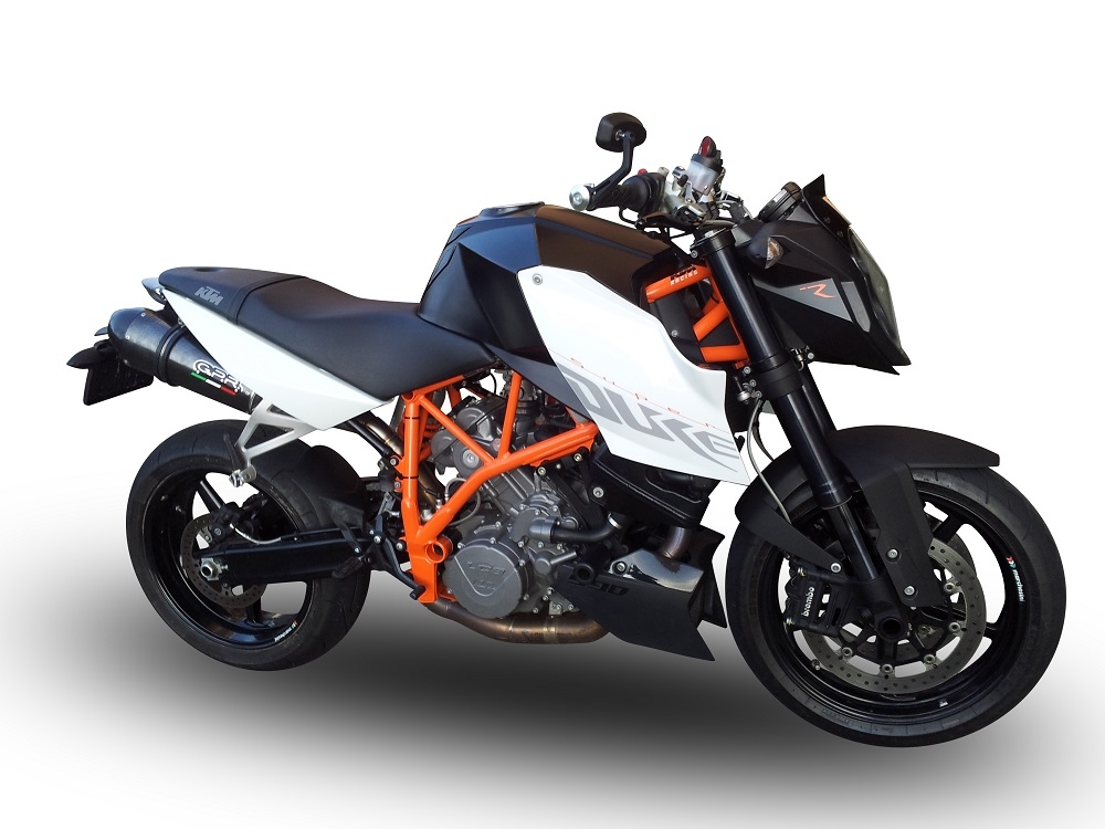 GPR pot echappement compatible avec  Ktm Superduke 990 - R ( LC8) 2004-2012, Gpe Ann. Poppy, Paire de pot d'échappement homologuées, livrées avec db killer amovible et raccords spécifiques 