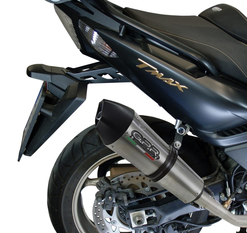 GPR pot echappement compatible avec  Yamaha T-Max 530 2012-2016, Gpe Ann. titanium, Homologué et légal, système d'échappement complet avec catalyseur et db killer amovible 