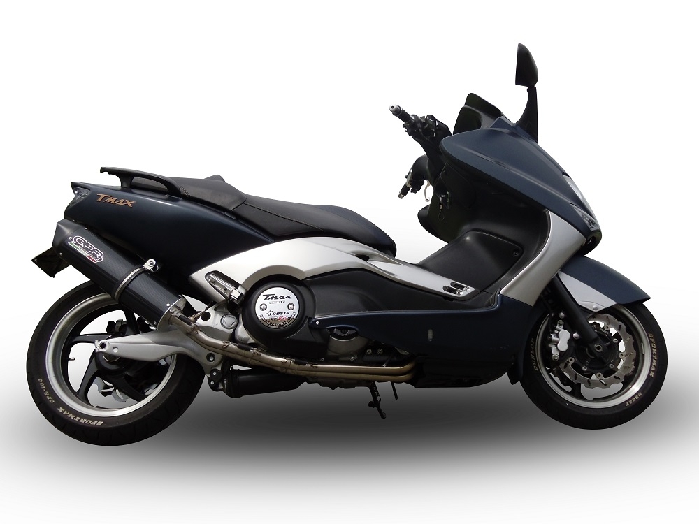 GPR pot echappement compatible avec  Yamaha T-Max 500 2001-2011, Furore Nero, Homologué et légal, système d'échappement complet avec catalyseur et db killer amovible 