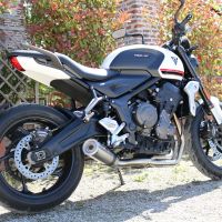 GPR pot echappement compatible avec  Triumph Trident 660 2021-2024, M3 Inox , Homologué et légal, système d'échappement complet avec catalyseur et db killer amovible 