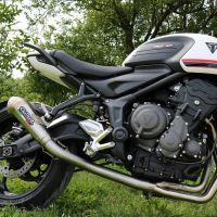 GPR pot echappement compatible avec  Triumph Trident 660 2021-2024, Powercone Evo, Homologué et légal, système d'échappement complet avec catalyseur et db killer amovible 