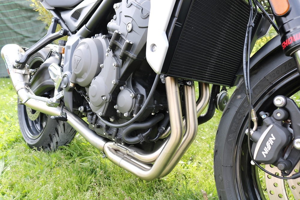 GPR pot echappement compatible avec  Triumph Trident 660 2021-2024, Powercone Evo, Homologué et légal, système d'échappement complet avec catalyseur et db killer amovible 