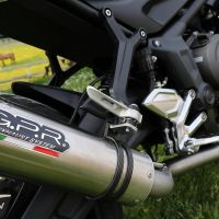 GPR pot echappement compatible avec  Triumph Trident 660 2021-2024, M3 Titanium Natural, Homologué et légal, système d'échappement complet avec catalyseur et db killer amovible 