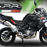 GPR pot echappement compatible avec  Benelli Trk 502 X 2017-2020, GP Evo4 Titanium, Échappement légal, homologué,silencieux avec db killer amovible et tuyau de liaison spécifique 