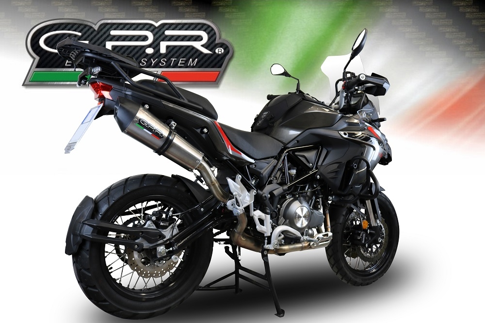 GPR pot echappement compatible avec  Benelli Trk 502 X 2017-2020, GP Evo4 Titanium, Échappement légal, homologué,silencieux avec db killer amovible et tuyau de liaison spécifique 