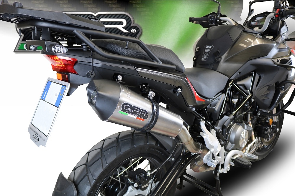 GPR pot echappement compatible avec  Benelli Trk 502 X 2017-2020, GP Evo4 Titanium, Échappement légal, homologué,silencieux avec db killer amovible et tuyau de liaison spécifique 