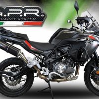 GPR pot echappement compatible avec  Benelli Trk 502 X 2017-2020, Furore Evo4 Nero, Échappement légal, homologué,silencieux avec db killer amovible et tuyau de liaison spécifique 