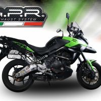 GPR pot echappement compatible avec  Kawasaki Versys 650 2006-2014, Furore Nero, Échappement légal, homologué,silencieux avec db killer amovible et tuyau de liaison spécifique 