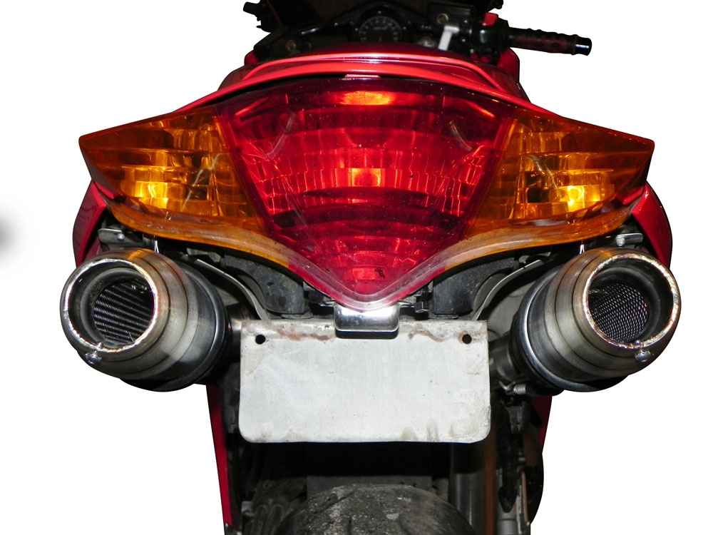 GPR pot echappement compatible avec  Honda Vfr 800 V-Tec 2002-2013, Deeptone Inox, Paire de pot d'échappement homologuées, livrées avec db killer amovible et raccords spécifiques 