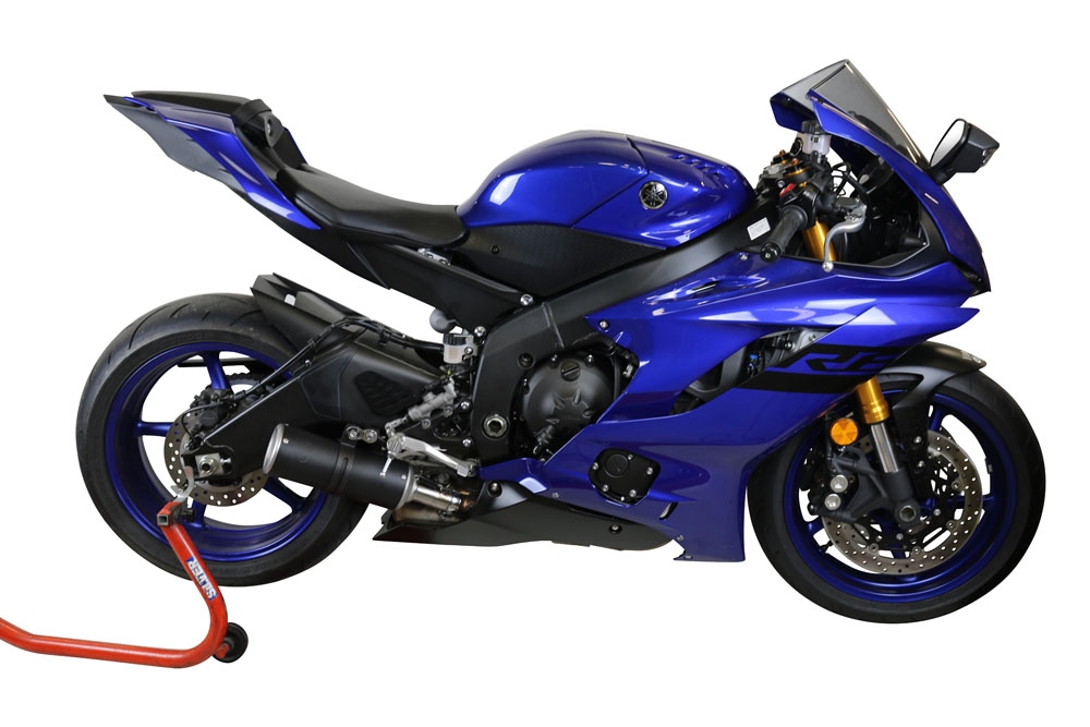 GPR pot echappement compatible avec  Yamaha Yzf R6 2017-2024, M3 Black Titanium, Échappement légal, homologué,silencieux avec db killer amovible et tuyau de liaison spécifique 