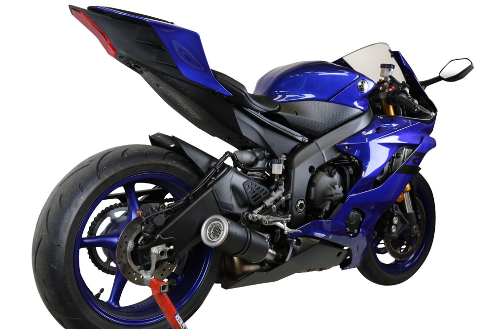 GPR pot echappement compatible avec  Yamaha Yzf R6 2017-2024, M3 Black Titanium, Échappement légal, homologué,silencieux avec db killer amovible et tuyau de liaison spécifique 