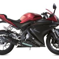 GPR pot echappement compatible avec  Yamaha Yzf-R 125  2017-2018, Furore Evo4 Nero, Homologué et légal, système d'échappement complet avec catalyseur et db killer amovible 