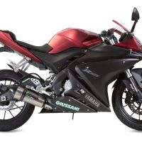 GPR pot echappement compatible avec  Yamaha Yzf-R 125  2014-2016, Gpe Ann. titanium, Homologué et légal, système d'échappement complet avec catalyseur et db killer amovible 