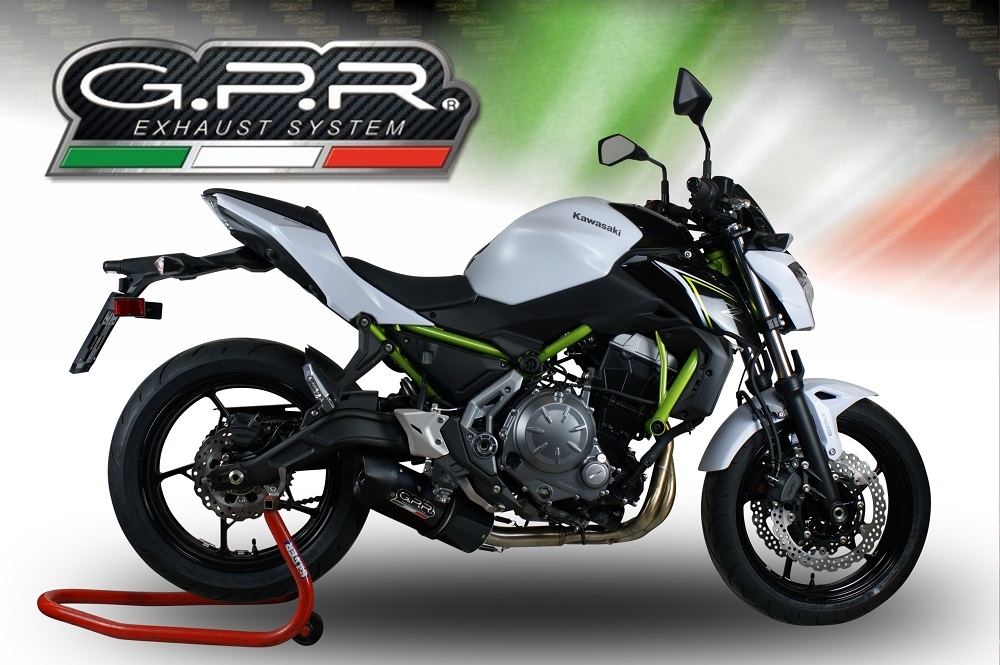 GPR pot echappement compatible avec  Kawasaki Z 650 2023-2024, Furore Evo4 Nero, Silencieux homologué pour bruit, échappement complet avec catalyseur et db killer 